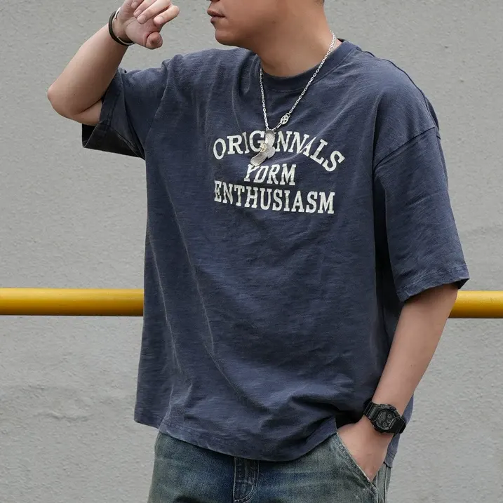 水洗竹节棉印花T恤